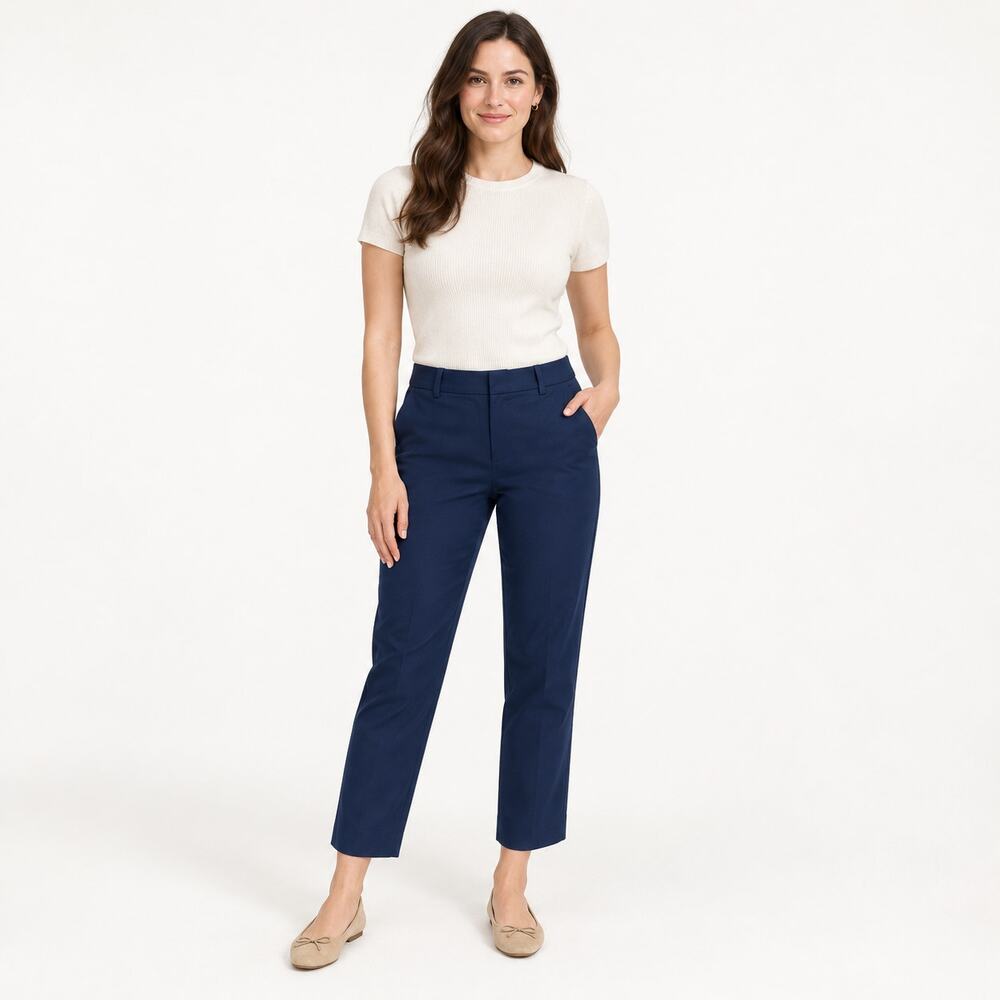 J.Crew Kallie Pants WMNS 6P Navy Straight Leg Stretch Cotton Modern Workwear